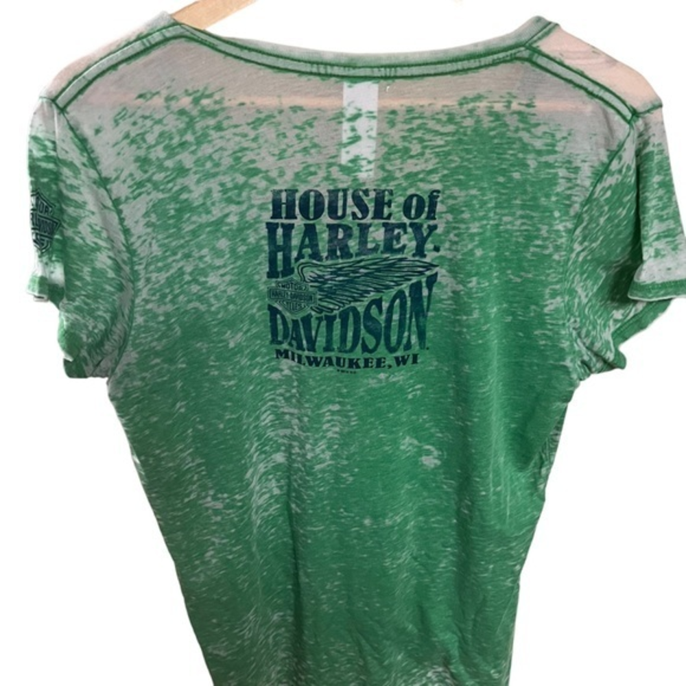 Harley Davidson women’s tshirt size large green tie dye‎